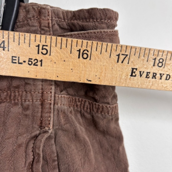 Free People Thin Line Straight Chino Pant 6 Linen Trouser Wide Leg Slouchy Brown - Picture 11 of 14